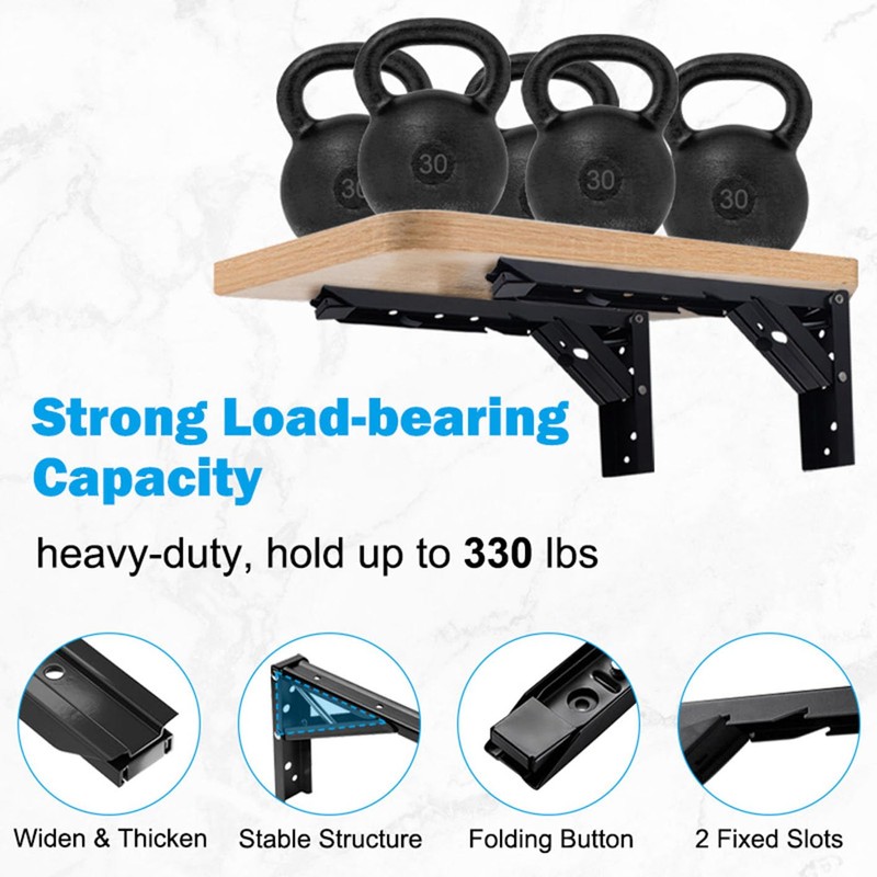 18inch Floating Shelf Bracket,Garage Heavy Duty Folding Shelf Brackets,Wall Mounted