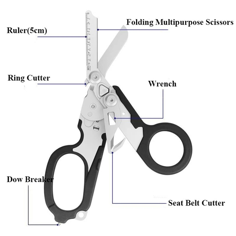Trauma Shears,Emergency Response Shears,Stainless Steel Trauma Shears with Strap Cutter