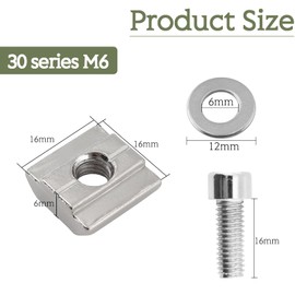 alwaiiz 50 Piece M6 T-Nut Carbon Steel T Slot Set for Aluminium Profile Extrusion Slot, Standard 30 Series Carbon Steel T Nut Slider Kit (M6/3030 Series)