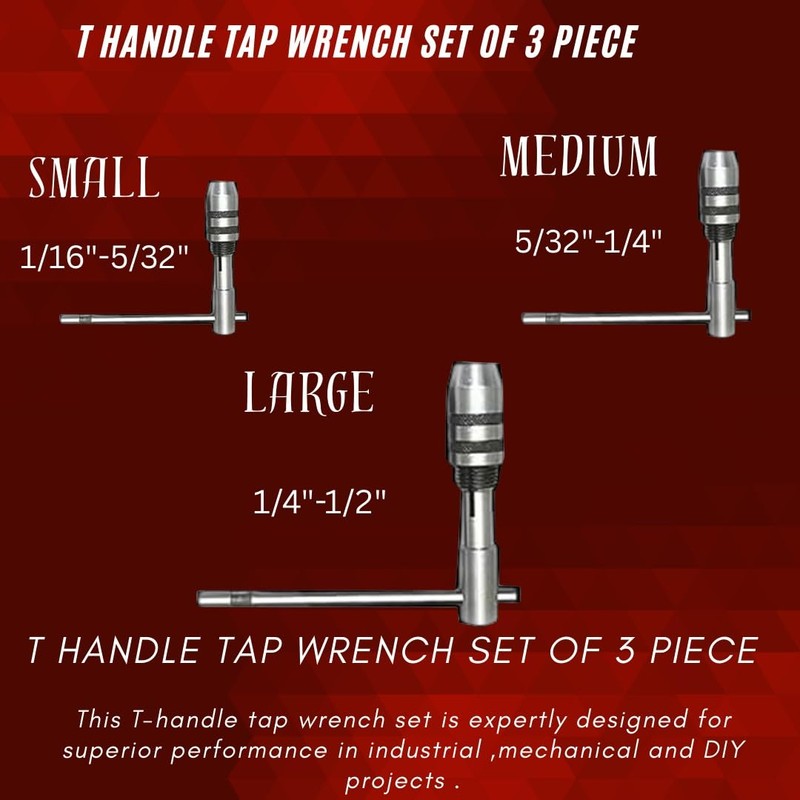 BlueFox 3-Piece T-Handle Tap Wrench Set – Precision Tap Holders