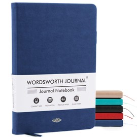 Wordsworth & Black A5 Lined Journal 216 Lined Pages, Hardcover Leather, 120 GSM Paper, Journaling Notebook for Work & Sketching, Journals for Women, Men - Gifts Box Included Blue
