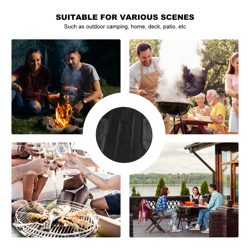 Under Grill Mat Fireproof Waterproof Double Sided Portable Round Barbecue
