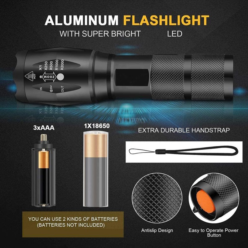 Tactical Flashlights 5 Pack Light Torch Flashlight Brightest LED Flashlight