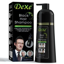 Dexe Black Hair Shampoo 400ml Instant Hair Dye for Men and Women Black Colour - Easy to Use - Lasts 30 Days - Fast Acting Natural Ingredients