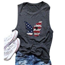 American Flag Patriotic Tank Tops for Women Butterfly Graphic USA Stripes Sleeveless Vest Casual Soft Independence Day Print Shirts, Gray Small