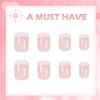 French Style False Nails, Short Stick on Nails, 24pcs Square