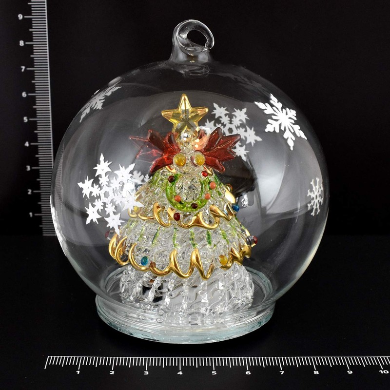 Four Cart Cute Handmade Glassware LED Dome Green Tree