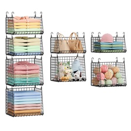 Lyuwanxian 4-Tier Hanging Closet Organizer with 360°Rotating Hooks – Foldable Hanging Shelves for Small Spaces, Wire Storage Basket, Closet Organizer System, Black