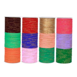 SANARA Indian Wedding Multi Color Bangle Set Traditional 288 Pcs Alloy Metal Bracelets Partywear Arrangement Costume Bangle Box Jewelry (2.9)