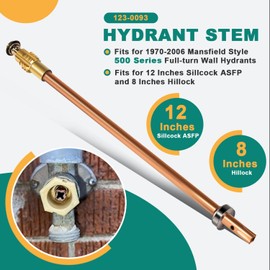 123-0093 Replacement stem for Mansfield Style 500 Series Full-turn Hydrants Manufactured From 1970-2006, for 12 Inches Sillcock ASFP and 8 Inches Hillock