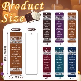Dispowreath 96 Pcs Father's Day Christian Bookmarks Bulk Bible Verse Religious Bookmarks Inspirational Scripture Christian Gifts for Reading Lover Church Reward, 6 Styles