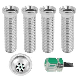 FunWorth 4Pcs 45mm Stainless Steel Hollow Screws, Sink Strainer Replacement Kit with Screwdriver for Drain Valve, Basket Strainer & Undermount Sinks (Ø12mm, 1.5"/3.5" Adapters)