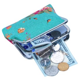 Rolin Roly Canvas Coin Bag Girls Mini Cute Clasp Canvas Coin Bag Double Layer Coin Purses Jewelry Pouch 12 x 9 cm, Blue