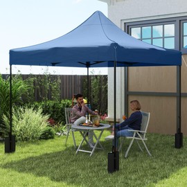 Outsunny 10' x 10' Canopy Replacement Cover with 4 Weight Bags and 8 Drainage Holes, UPF50+ Pop Up Canopy Cover Replacement Top, Navy Blue