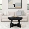 Plank+Beam Classic Round Coffee Table, 30 Inch Farmhouse Coffee Table,