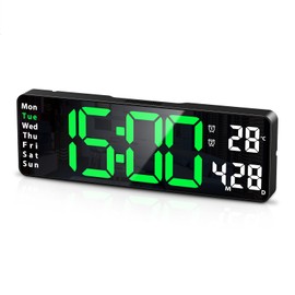 Digital LED Clock, Alarm Clock, Table Clock, Desk Clock, Time, Date, Calendar Display, Brightness Adjustable, Dimmable, Large Screen, 2 Alarm Functions, Dual Alarms, Waterproof, Loud Volume, USB