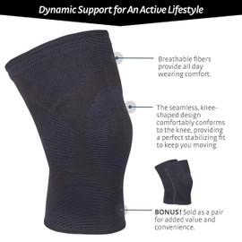 Doc Ortho Compression Knee Sleeve, Breathable Pull-On Support, Pair