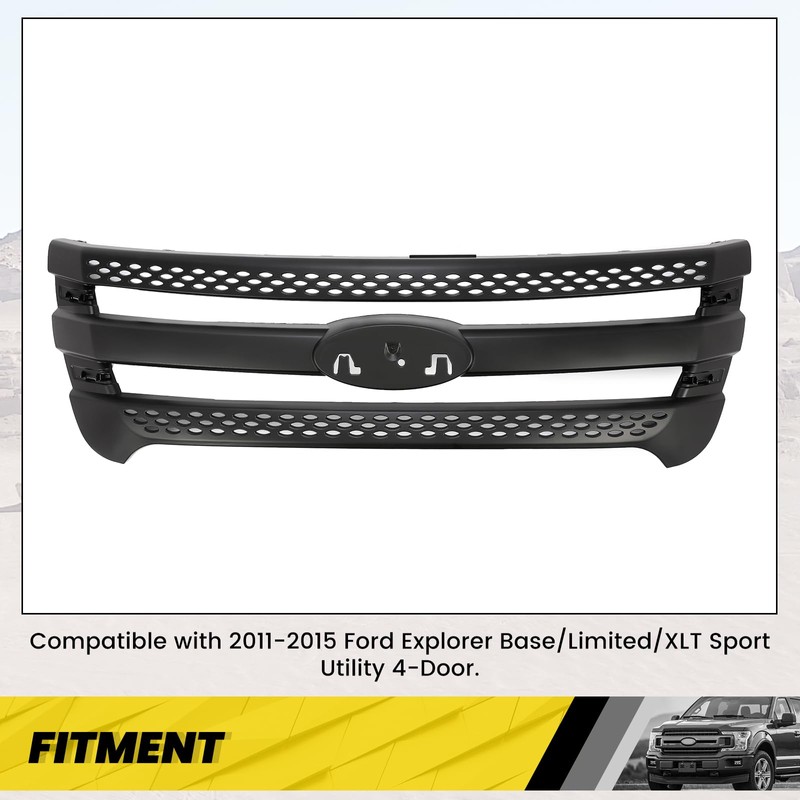 KUAFU Front Grille Inserts Compatible with 2011-2015 Ford Explorer Bumper