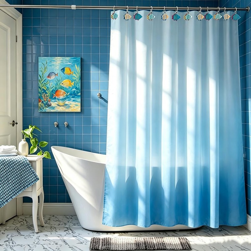 Fish-Shaped Shower Curtain Hooks 12-Pack, Underwater-Themed Bathroom Decor