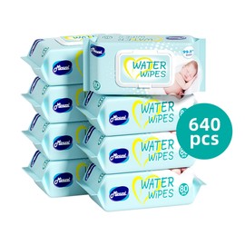 Mioszzi Natural Care Baby Wipes,Plasic Free & Unscented,99% Pure Water 8pk640ct