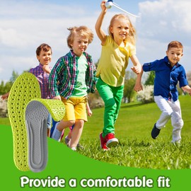 Children's Insoles, 2 Pairs of Cuttable Sports Insoles, Breathable Shoe Insoles for Shoes, Too Large, Anti-Sweat Shoe Filler, Anti Odour Foam Insoles (5-7 Years Old)