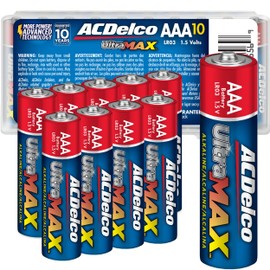 Powermax ACDelco UltraMAX 10-Count Triple AAA Batteries, Alkaline Battery with Advanced Technology for Home and Office, 10-Year Shelf Life, Recloseable Packaging