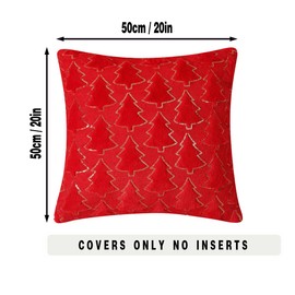 Tennove Christmas Cushion Covers with Sequin Christmas Tree 50x50cm Soft Fluffy Decorative Throw Pillow Covers Set of 2 Boho Pillowcases for Home Couch Bed Home Decor, Red