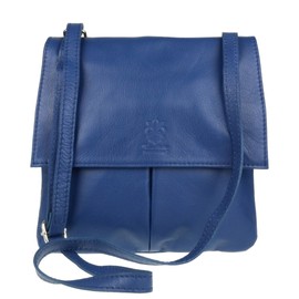 Girly Handbags Double Pocket Italian Genuine Leather Messenger Bag Crossbody Shoulder Bag- - Royal Blue