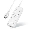 Extension Cord 6.6 ft (2 m) Power Strip with USB