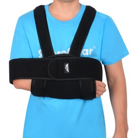 supregear Arm Sling Shoulder, Adjustable Comfortable Shoulder Sling Immobiliser Sling Swathe Breathable Shoulder Support for Injured Arm/Hand/Elbow, Black
