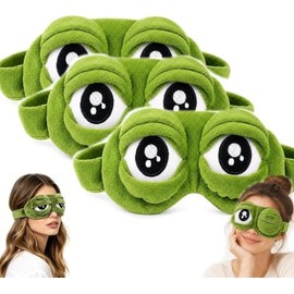 genérico 3D Frog Sleep Mask, Soft Contoured Sleeping Mask, Funny Frog Eye Mask for Sleeping for Home, Office, Travel (3 Pcs) Durabilidad