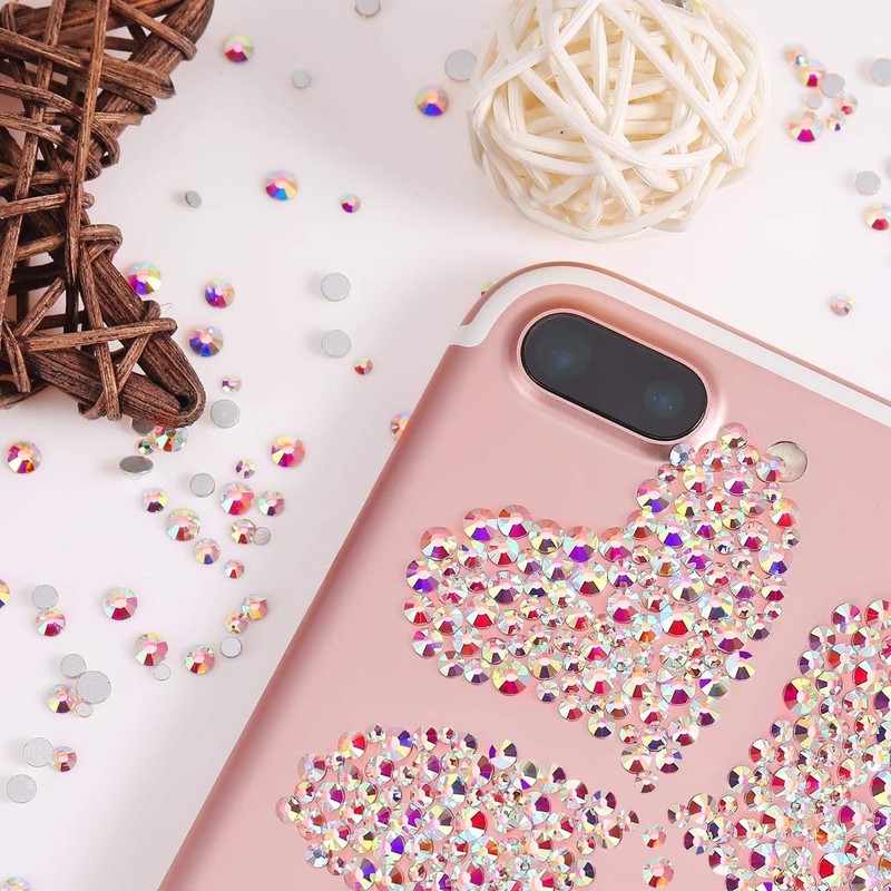 TOAOB 800pcs Crystal AB Rhinestones Flat Back Resin Gems Stickers