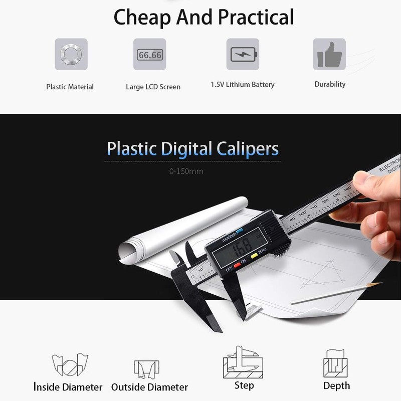Simhevn Electronic Digital Calipers, inch and Millimeter Conversion,LCD Screen displays
