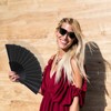 Grantop 4 Pcs Black Folding Hand Fan Set, Silk Fabric