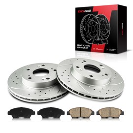 Front Brake Pads and Rotors Kit replacement for Front For: 2011-2015 C-R-Z, 261.9 mm Front drilled and slotted rotors and brake pads