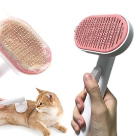 FDIDY Cat Brush With Release Button - Self-Cleaning Sliker for Indoor Short Cats, Effortless Hair Removal, Gentle on Skin, Grooming for Shedding and Loose Fur