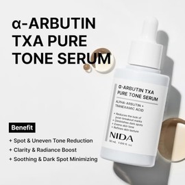 NIDA Suero Tono Puro Alfa-Arbutina y cido Tranexmico  Serum Antimanchas e Iluminador Facial Coreano, Cuidado Post-Brotes y Tono Desigual  50 ml  1.69 