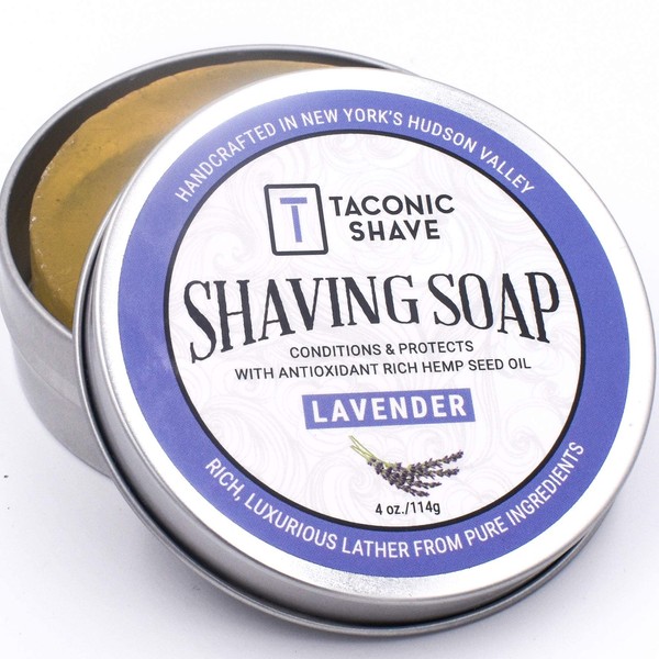Taconic Shave Barbershop Quality Shaving Soap for Men & Women with Anti-Oxidant Rich Seed Oils – Moisturizing Shaving Soap for All Skin Types (Lavender)