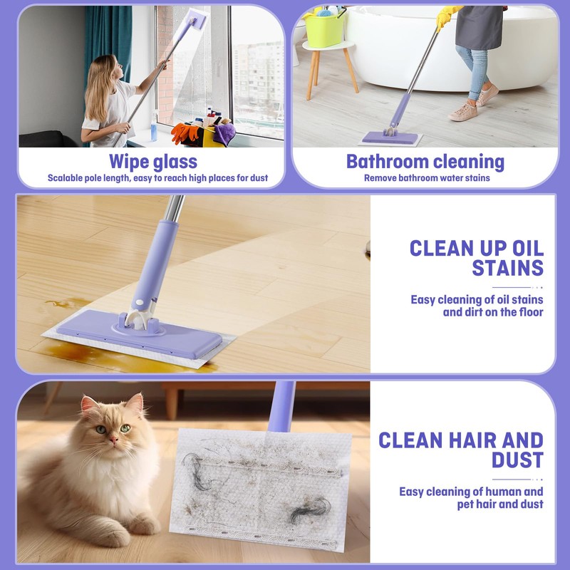 No-wash Mop, Uses Disposable Face Towel, Hands-Free Replacement, Dry and