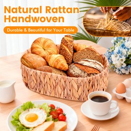 Bread Basket with Warming Stone and Cloth -Terra Cotta Bread Warmer, 12.7 * 8.2 Oval Bread Basket with Warmer - Gifts for Hostess House Warming Baker Christmas -Bread Warmer Cesta De Pao De Piedra