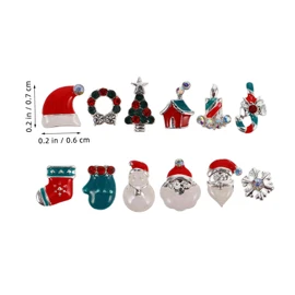 TOVINANNA Christmas Nail Charms Set Alloy Studs Rhinestones with Santa Claus Snowflakes Christmas Trees Compartment Box for Festive Holiday Manicure Decoration