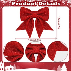 FiveMileBro Christmas Bows Bows Christmas Glitter Christmas Tree Bow for Christmas Decoration Family Party Wedding Party (Pack of 12)