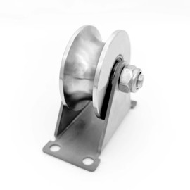 3in Stainless Steel Sliding Gate Wheels U Groove Track Roller Heavy Duty Pulley Smooth Rolling Double Bearing Plate Caster U-Shaped Bracket Roller for Rolling Driveway Gate