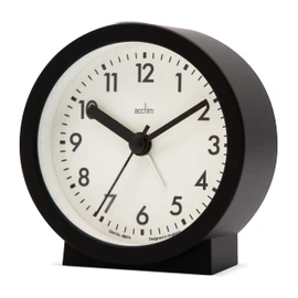 Acctim Gaby Small Analogue Contemporary Bedside Alarm Clock (Black)
