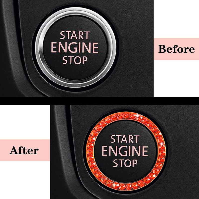 hallomomo Unique Engine Start Button Bling Ring Cover,Key Ignition Starter