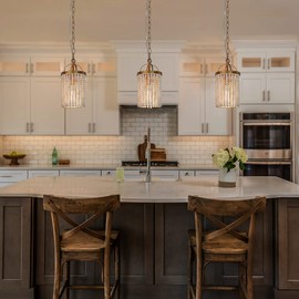 ABRASH Beaded Pendant Light Fixtures, Small Boho Chandelier for Dining Room, Hallway, Bedroom, 6" Dia