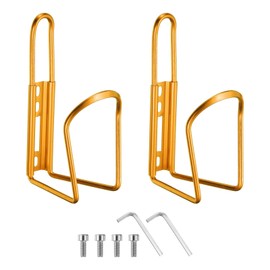 HARFINGTON 2pcs Bicycle Water Bottle Cage 5.7" Lightweight Aluminum Basic Bike Universal Water Bottle Holder Mount with Hardware for MTB Mountain Road Gravel, Yellow