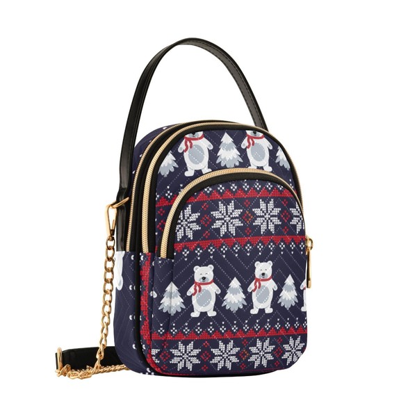 Yasala Christmas Cell Phone Purse Polar Bear Pine Tree Snowflake