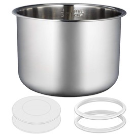 Stainless Steel Inner Pot 6-Qt Compatible with Instant Pot Inner Pot 6 QT, With a Silicone Cap and Two Seals, Polished Surface, Non-Stick Frying Pan for 6-Qt pressure cooker. -3 Years Warranty