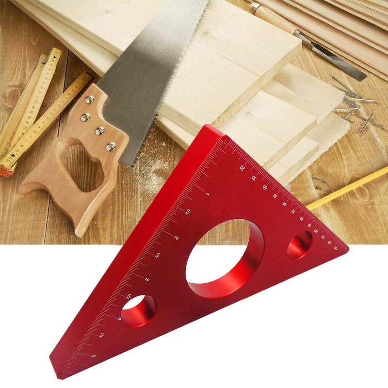 DEBBD Aluminium Alloy Angle Ruler DIY Woodworking Triangle Ruler Measuring
